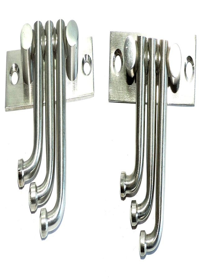 Epraiser A1-69 Stainless Steel Chrome Plated Butterfly 3x1 Deluxe Assymetrical Hook/Khunti 3- Pronged Hook (Silver Pack of 2)